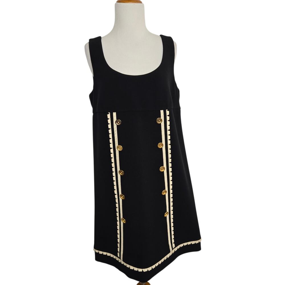 Juicy Couture Women Babydoll Twee Shift Dress Mod Preppy A-Line Black Buttons 8 - Picture 2 of 11